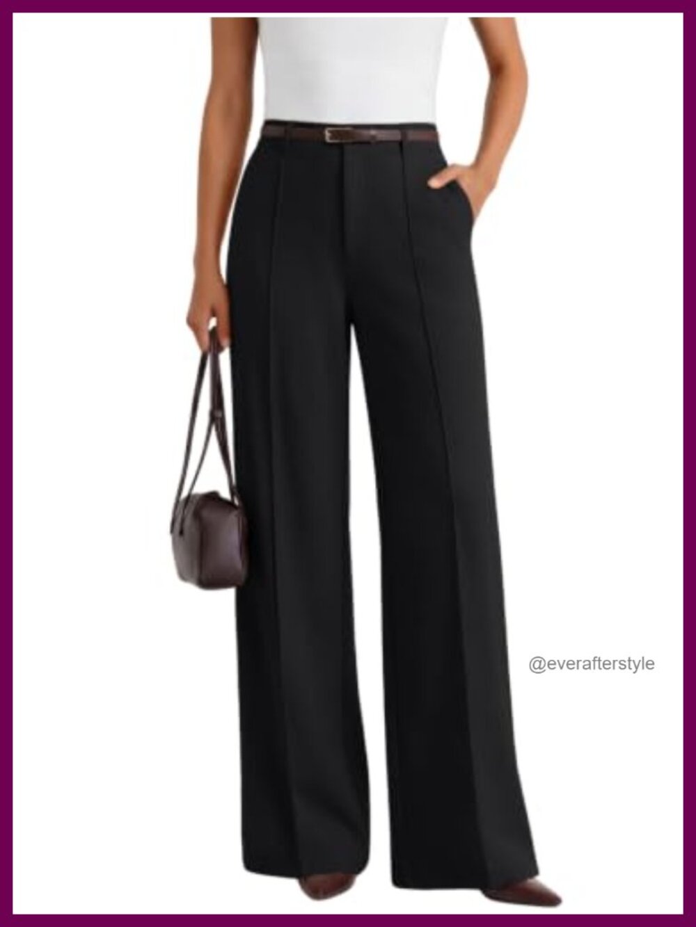 High Waisted Front Seam Stretchy Dress Work Pants with Pockets